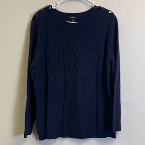 Talbots Dark Blue Cable Knit Sweater